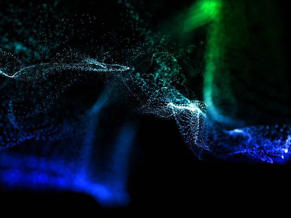 Render Technology Background Flowing Cyber Particles Design — Stock Photo, Image