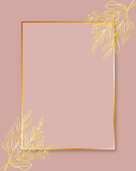 Elegante Frameconstructie Met Glitter Gouden Bloemenelementen — Stockvector