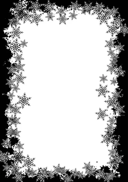 Vánoční Pozadí Grunge Sněhové Vločky Okraje Design — Stockový vektor