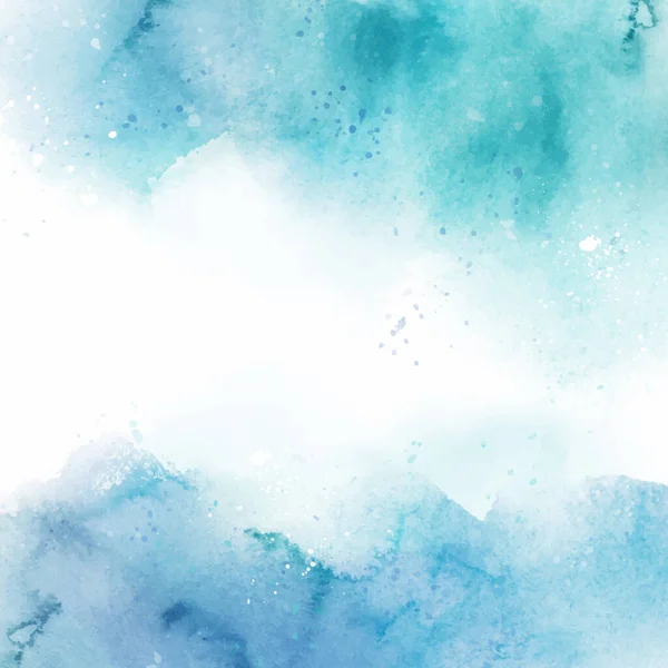 Handgemalter Detaillierter Aquarellierter Hintergrund Blautönen — Stockvektor