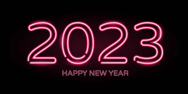 Neon Stijl Roze Happy New Year Banner Ontwerp — Stockvector