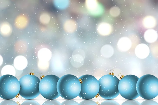 Christmas Background Baubles Snowy Bokeh Lights Design — Stock Photo, Image