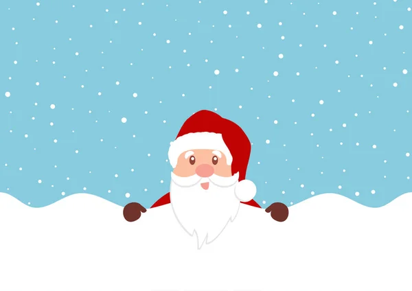 Tarjeta Navidad Con Lindo Santa Sobre Fondo Nevado — Vector de stock