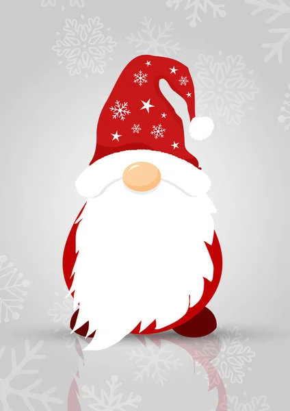 Fond Noël Avec Gonk Mignon Sur Design Flocon Neige — Image vectorielle