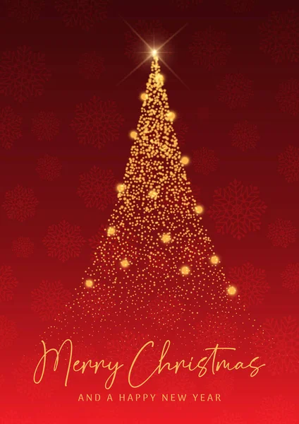 有闪闪发光树图案的圣诞卡 — 图库矢量图片