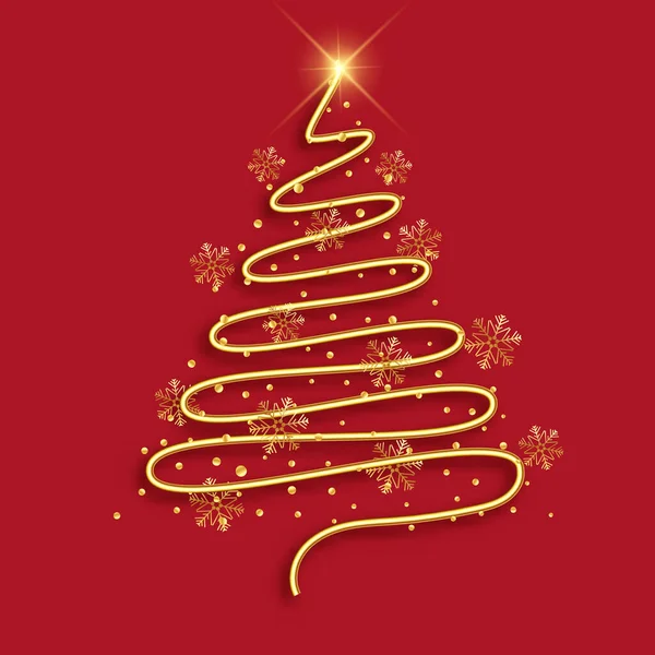 Fundo Árvore Natal Dourado Com Floco Neve Estrela Brilhante —  Vetores de Stock