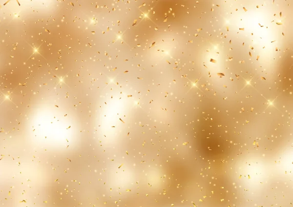 Golden Christmas Achtergrond Met Confetti Sterren Design — Stockvector
