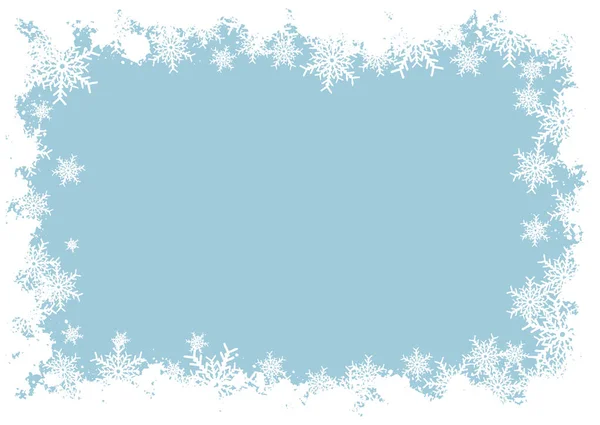 グランジスタイルの雪の結晶の境界線とクリスマスの背景 — ストックベクタ