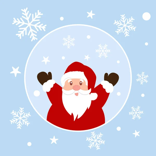Fond Noël Avec Père Noël Sur Flocon Neige Étoiles Design — Image vectorielle