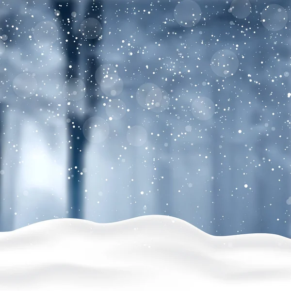 Fondo Navideño Con Nieve Paisaje Invernal Desenfocado — Vector de stock