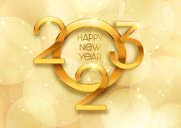 Golden Happy New Year Background Bokeh Lights Design — Stock Vector