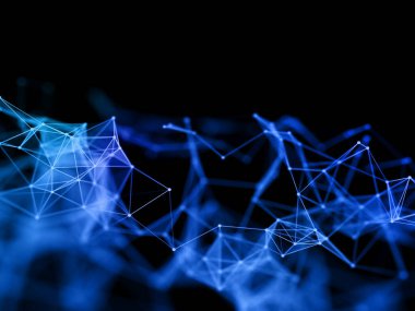 Plexus tasarımı ile bir ağ iletişim arkaplanının 3B görüntüleyicisi 