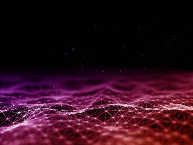 Düşük poli pleksus dizaynlı bir ağ iletişim arkaplanının 3B görüntüleyicisi