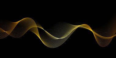 Abstract banner with golden flowing waves design