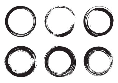 Altı dairesel grunge çerçevesinin koleksiyonu 
