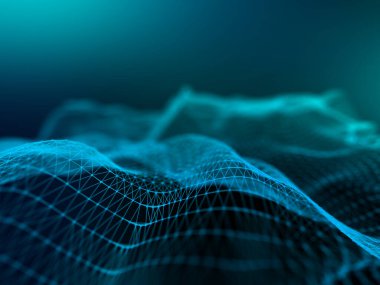 Düşük poli pleksus dizaynlı soyut bir arkaplanın 3B görüntüsü