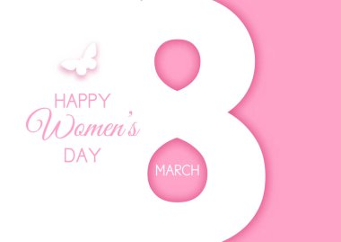 Happy Women's Day background with butterfly silhouette