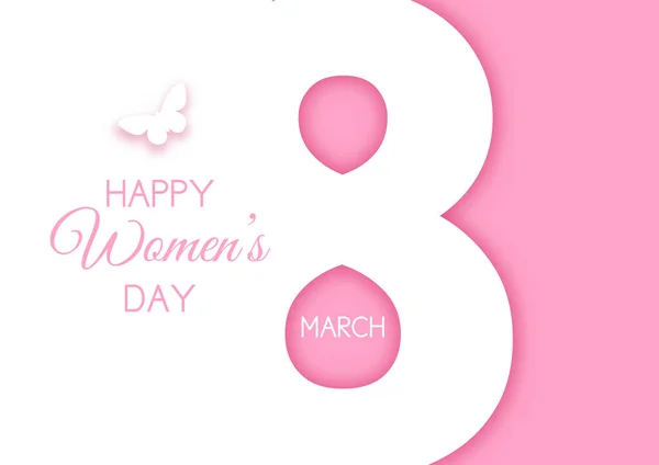 Happy Women Day Background Butterfly Silhouette — 图库矢量图片