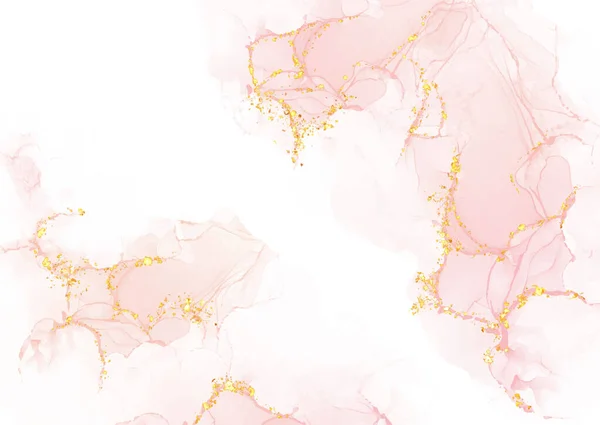 Elegante Pastel Rosa Pintado Mão Design Tinta Álcool Com Elementos —  Vetores de Stock