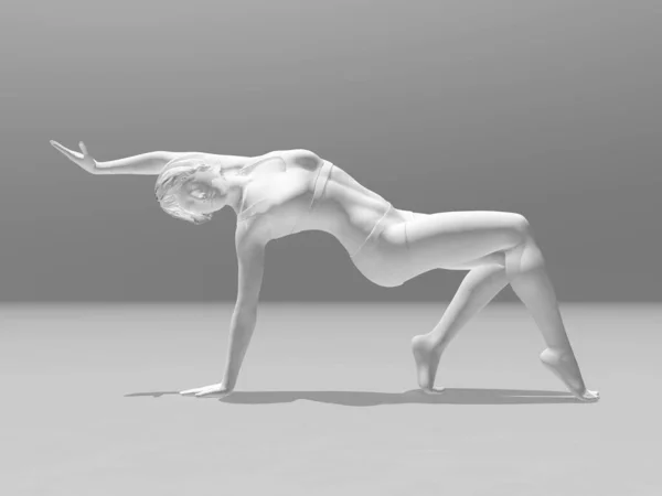 Renderowanie Kobiecej Sylwetki Pozycji Gimnastycznej — Zdjęcie stockowe