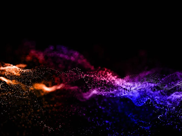 Darstellung Eines Abstrakten Hintergrundes Mit Fließenden Wellen Von Partikeln Regenbogenfarben — Stockfoto
