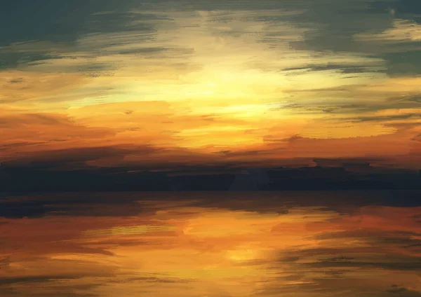 アブストラクト油絵具で日没の風景を描いたダークハンド — ストックベクタ