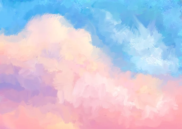 Abstract Hand Geschilderd Pastel Gekleurd Katoen Snoep Wolken Achtergrond — Stockvector