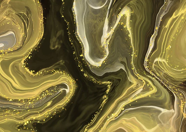 Sfondo Astratto Con Design Marmo Liquido Elementi Glitter Oro — Vettoriale Stock