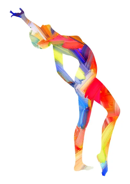 Femme Dans Une Pose Danse Avec Texture Peinte Main Abstraite — Image vectorielle