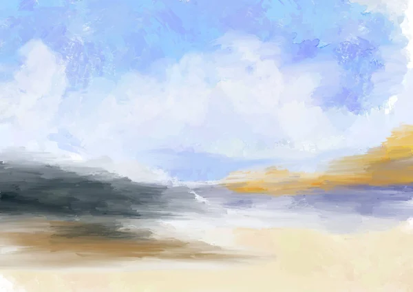 现代油画海滩景观设计摘要手绘 — 图库矢量图片