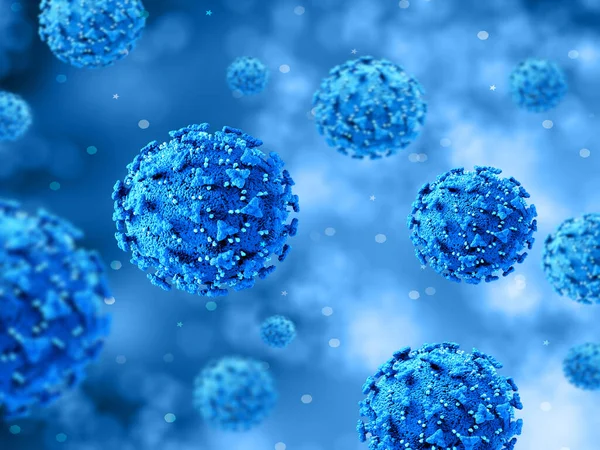 Weergave Van Een Wetenschappelijke Achtergrond Met Covid Viruscellen — Stockfoto