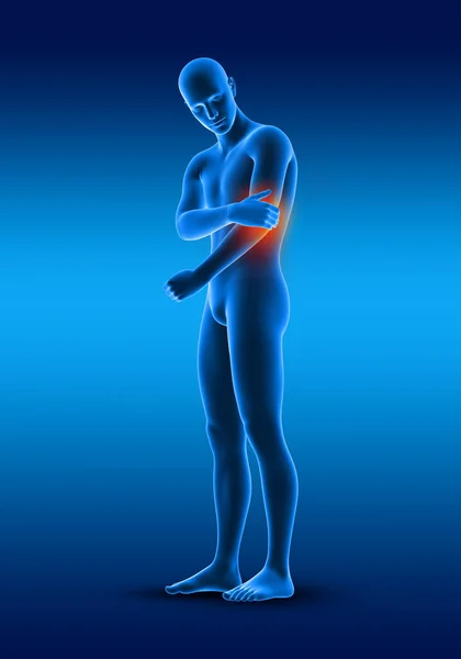 男性医学人物手挽着肘部疼痛的3D图像 — 图库照片