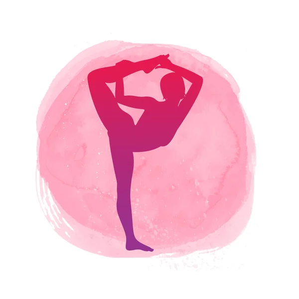 Silhuett Gymnast Akvarell Cirkel Desig — Stock vektor