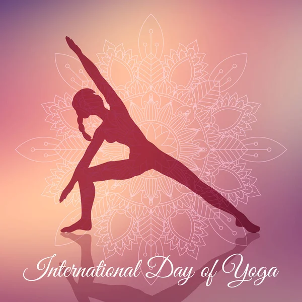 Decorative Mandala Background International Yoga Day — Stock Vector