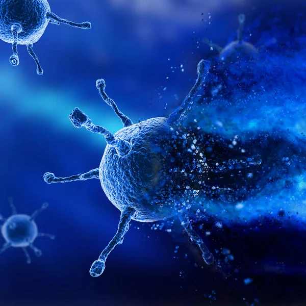 Render Medical Background Abstract Virus Cells One Cell Being Destroyed — Stock Photo, Image