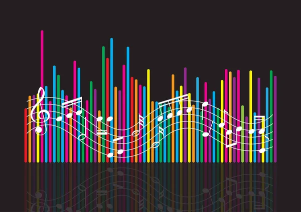 Streszczenie Projektu Tła Fal Dźwiękowych Nutami Muzycznymi — Wektor stockowy