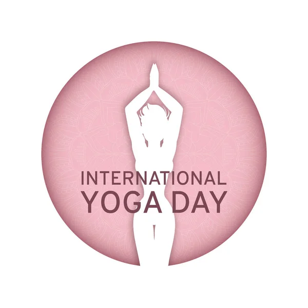 Internationell Yoga Dag Bakgrund Med Dekorativ Mandala Design — Stock vektor
