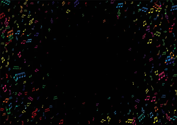 カラフルな音符の境界線を持つ抽象的な背景 — ストックベクタ