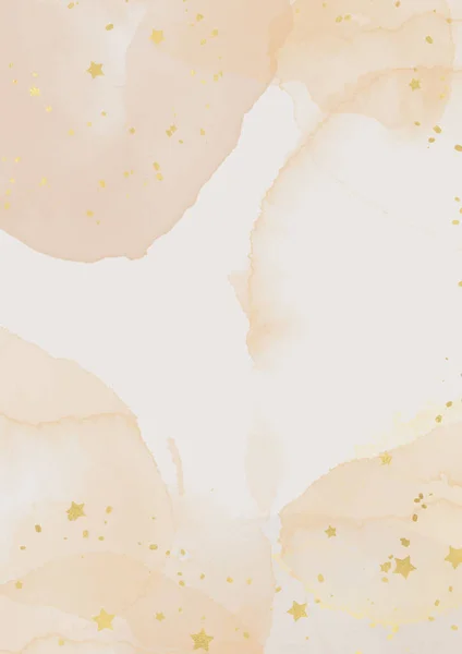 Абстрактный Акварельный Фон Ручной Работы Блестящим Дизайном Золотых Звезд — стоковый вектор