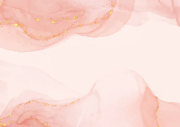 Elegant Pastell Rosa Handmålade Alkohol Bläck Bakgrund Med Guld Glitter — Stock vektor