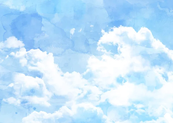 雲を描いた水彩画の背景デザイン — ストックベクタ
