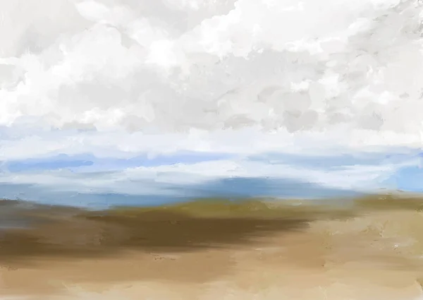 一幅海滩风景的手绘抽象油画 — 图库矢量图片