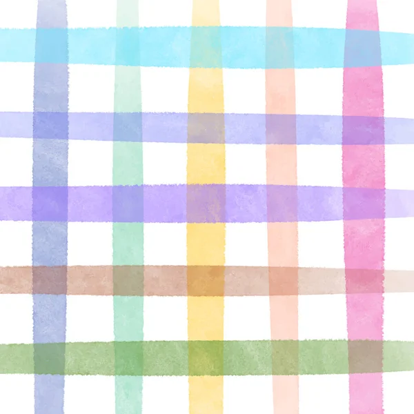 Ručně Malované Akvarel Pastel Barevné Kostkované Vzor — Stockový vektor
