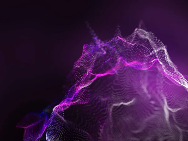 Rendering Eines Abstrakten Hintergrundes Mit Futuristischem Design Fließender Teilchenwellen — Stockfoto