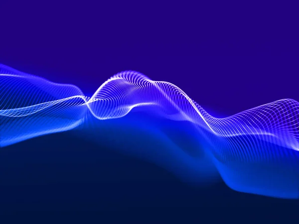 Render Abstract Technology Background Flowing Data Waves — Stock Photo, Image