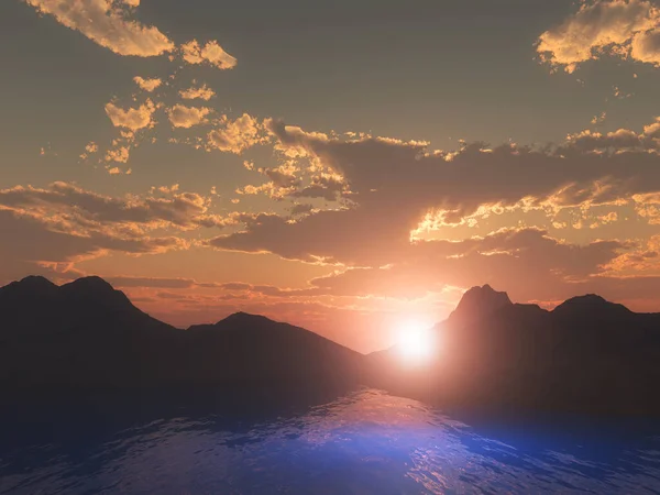 Візуалізація Гір Тлі Хмарного Заходу Сонця — стокове фото