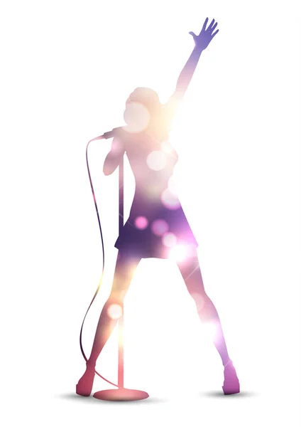 Silhouette Une Chanteuse Design Bokeh Light — Image vectorielle