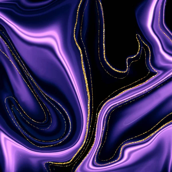 Elegante Fondo Remolino Púrpura Negro Con Elementos Brillo Dorado — Vector de stock
