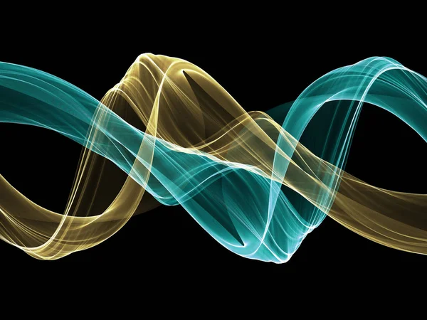 Modern Wall Art Design Flowing Waves Gold Teal — Stock Photo, Image
