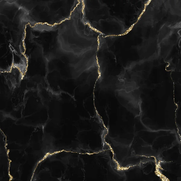 Elegant Black Gold Marble Effect Background Gold Glitter Elements — Stock Vector